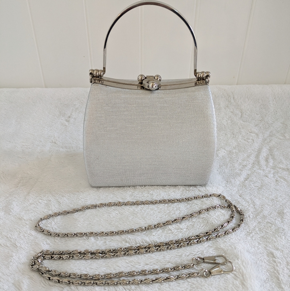 Vintage Elegant Silver Evening Handbag